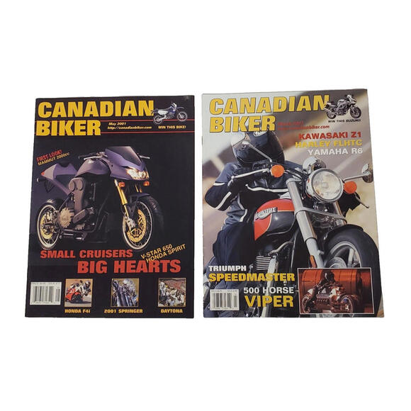 Vintage May 2001 March 2003 Canadian Biker Motorcycle Magazine Lot of 2 - Picture 1 of 6